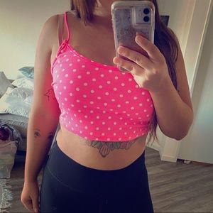 Shein hot pink polka dot crop top